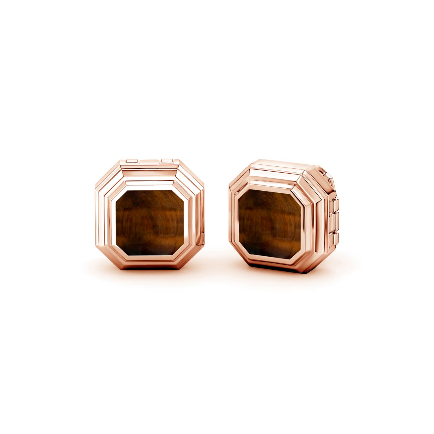 Angara 3.56 Ctw Square Emerald-cut Tiger's Eye Men's Octagon Button Cover In Gold